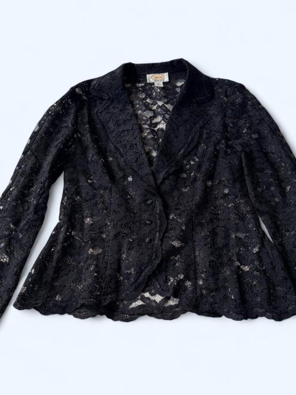 Vintage Talbots Petites Black Lace Blazer 8
